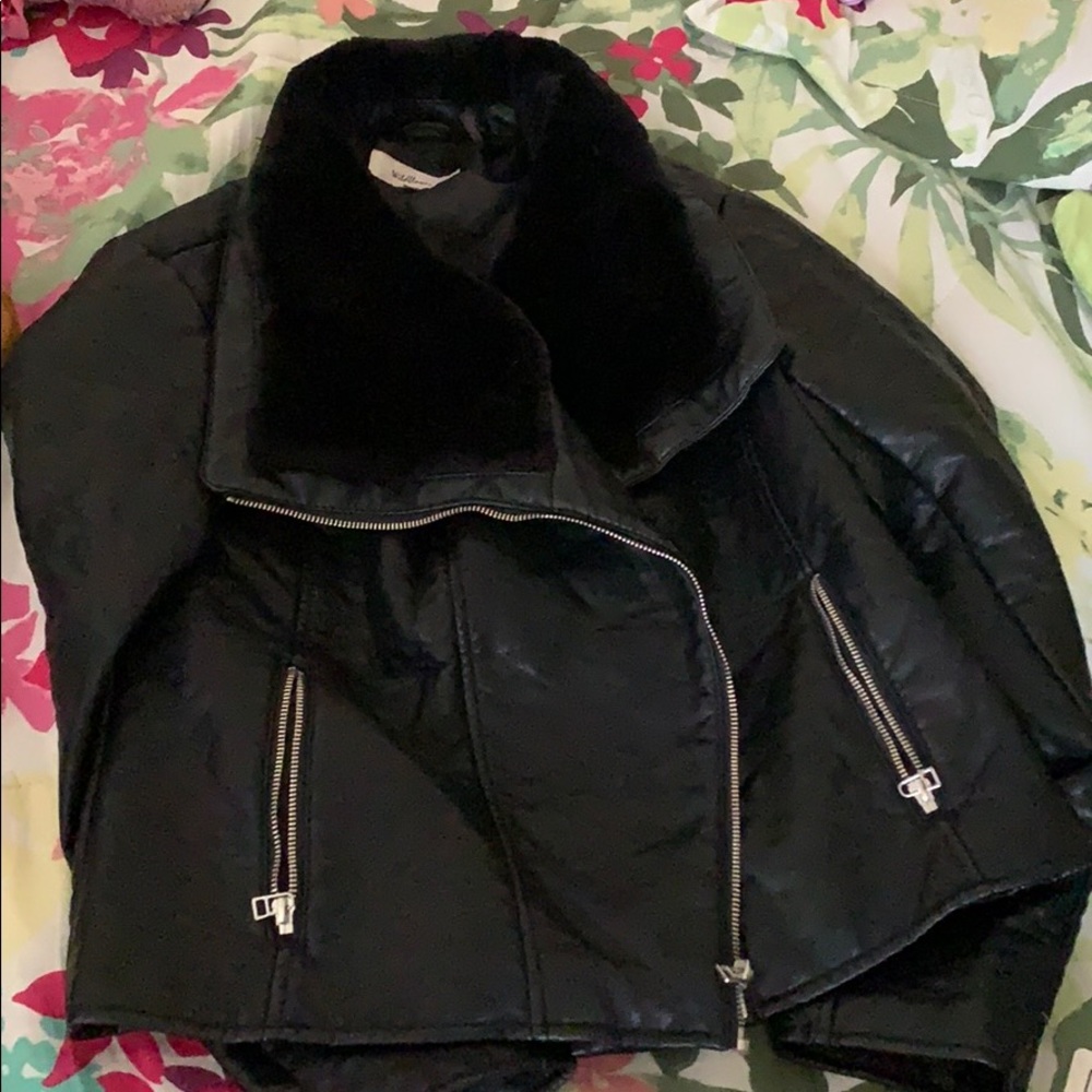 Faux fur leather jacket